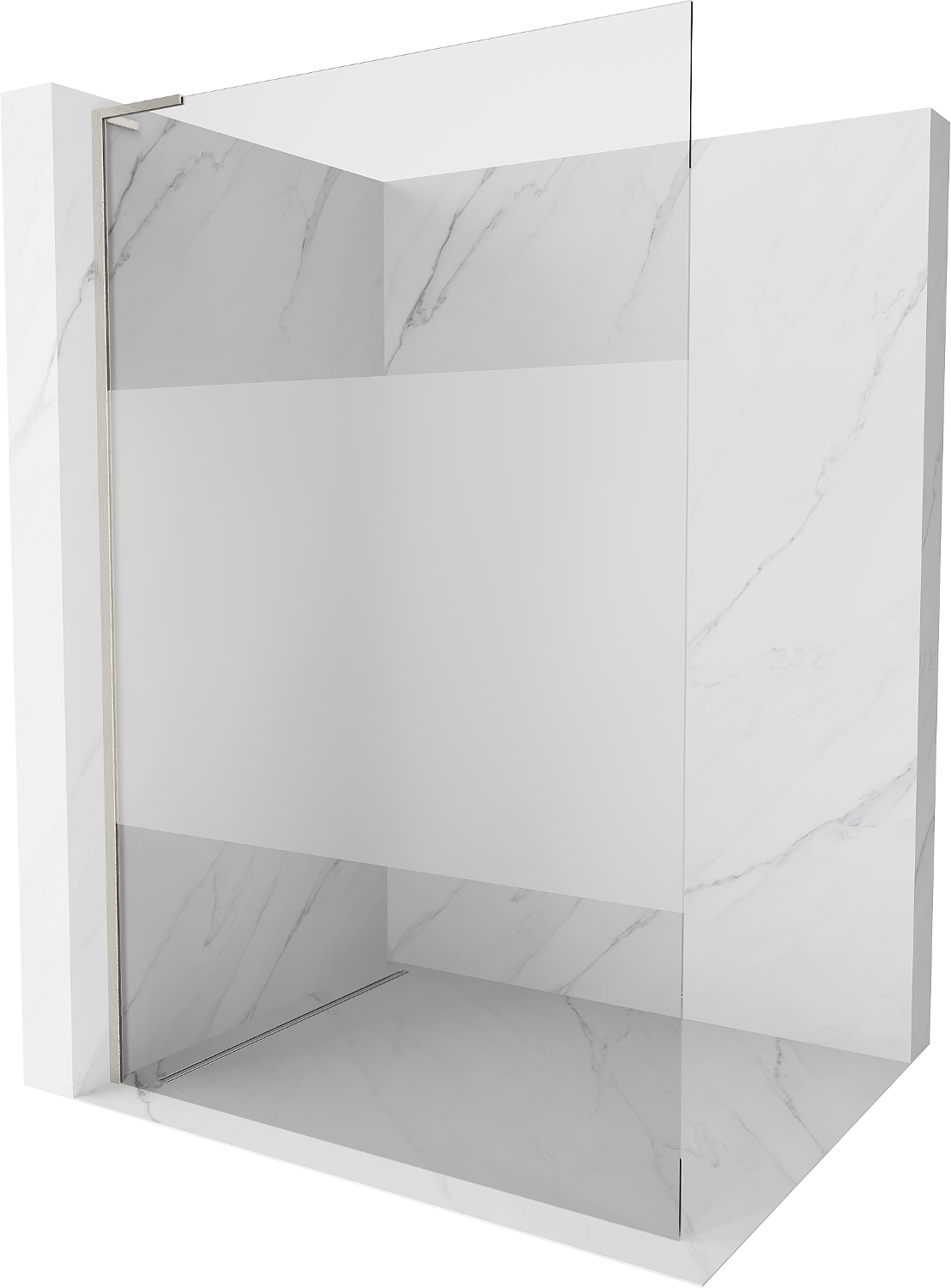 Mexen Kioto L ścianka prysznicowa Walk-in 80 x 200 cm, transparent/szron, nikiel szczotkowany - 800-080-103-97-35