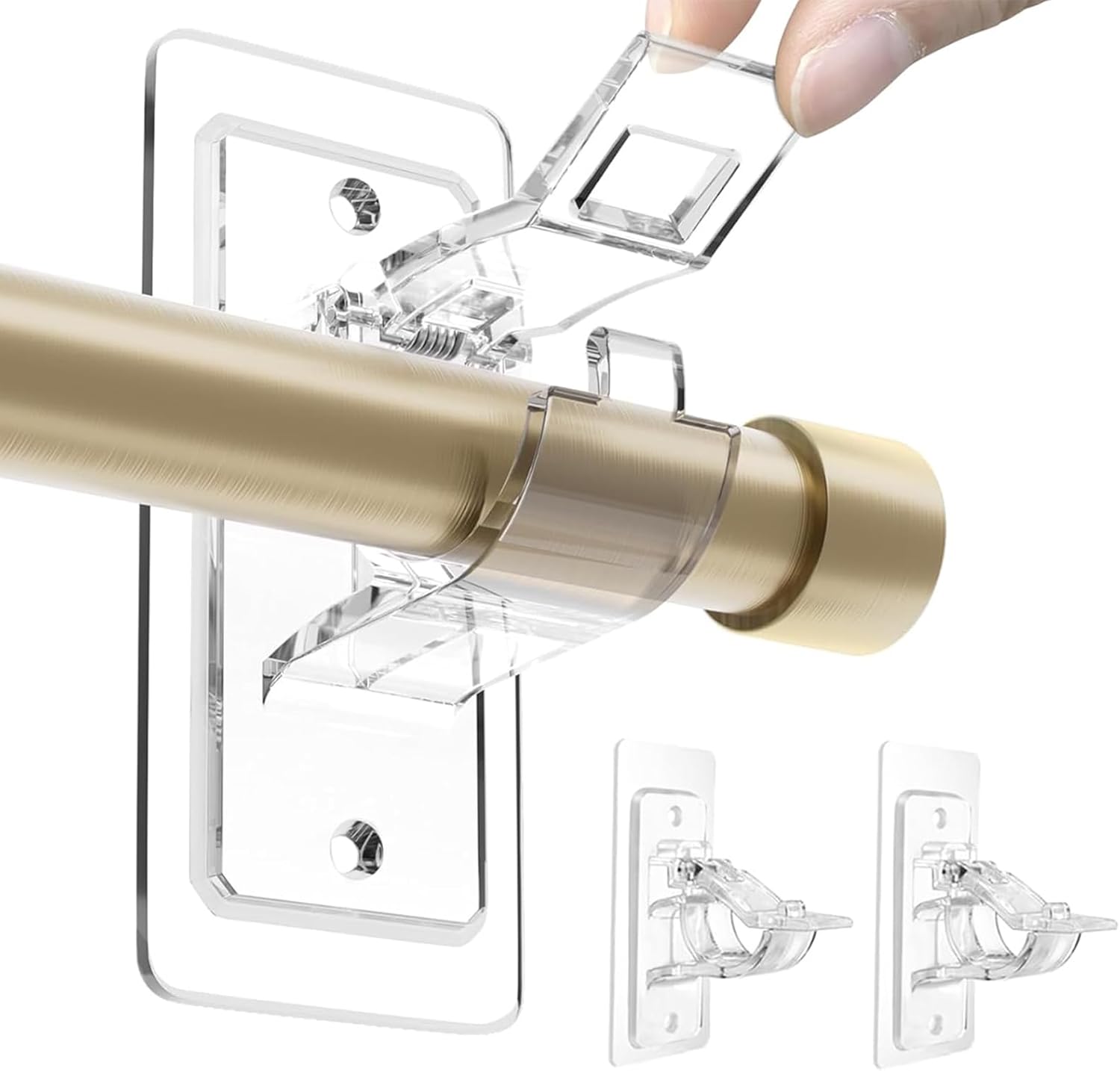 Lot De 2 Supports De Tringle à Rideau Sans Perçage, Crochets Auto-adhésifs, Réglables, Sans Clous, Crochets Robustes à Coller (transparents