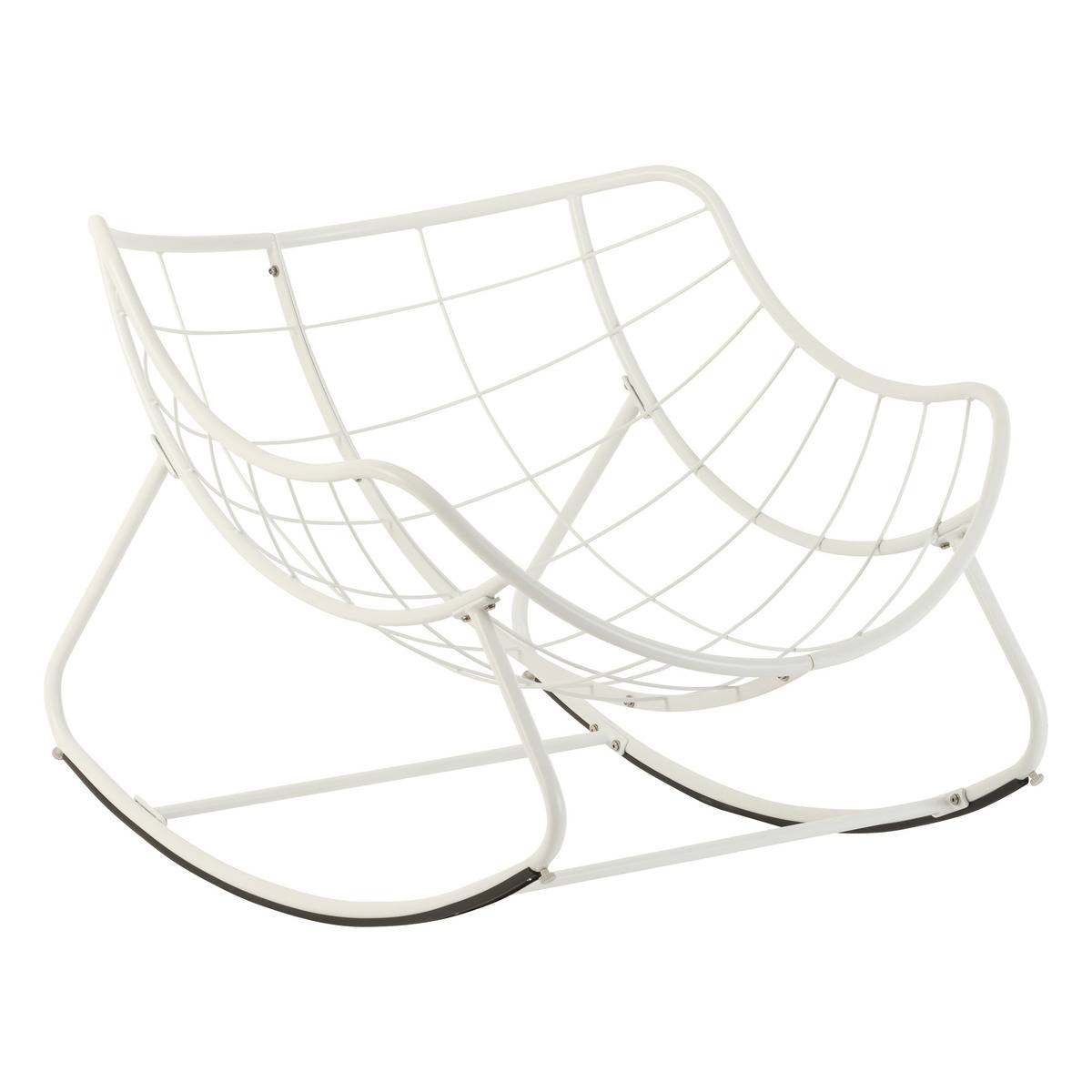 Fauteuil à bascule acier traité époxy PAOPAO beige et blanc - Hespéride - 3