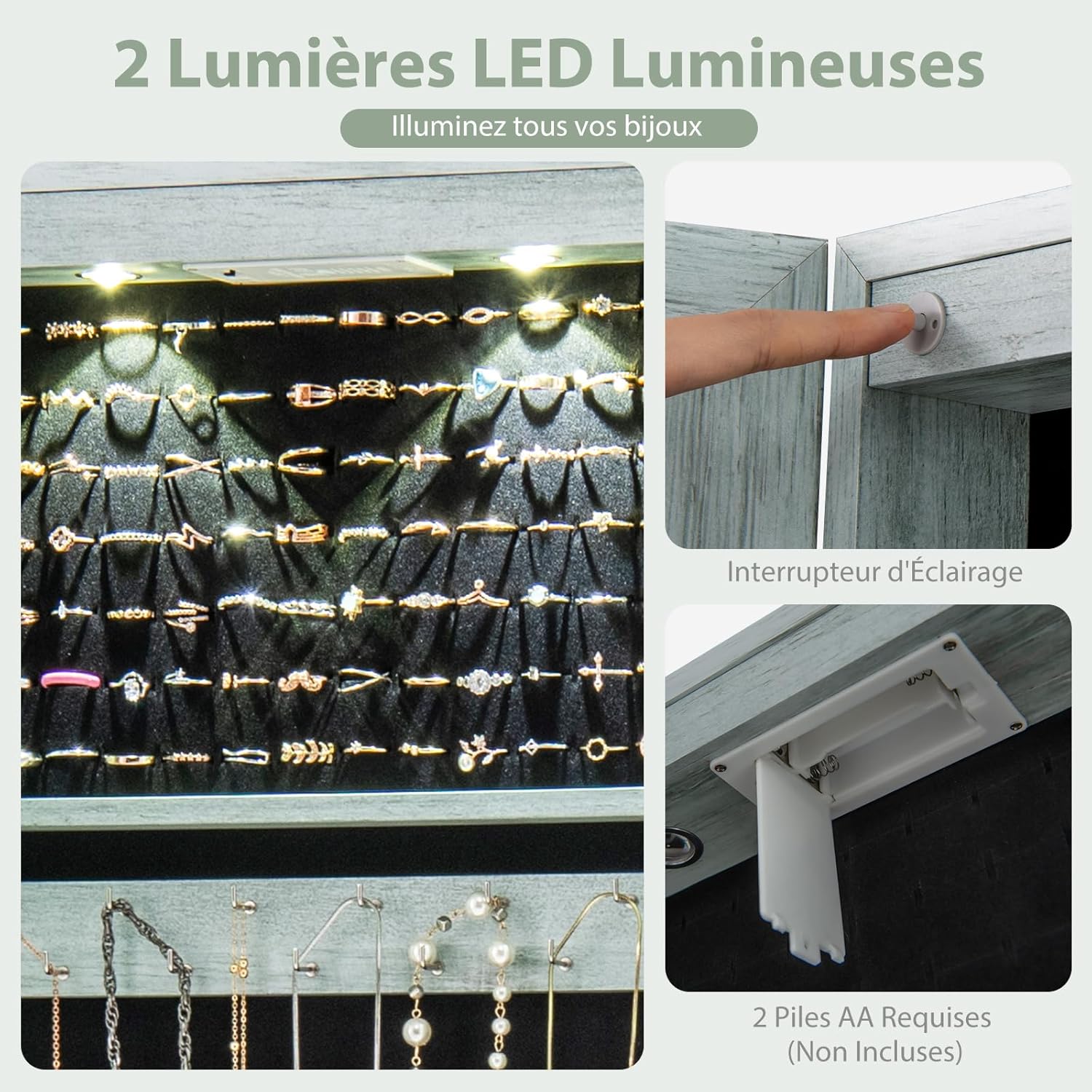 Armoire à Bijoux Mural Armoire Bijoux de Rangement 120 x 36 x 10 cm Bleu - 5