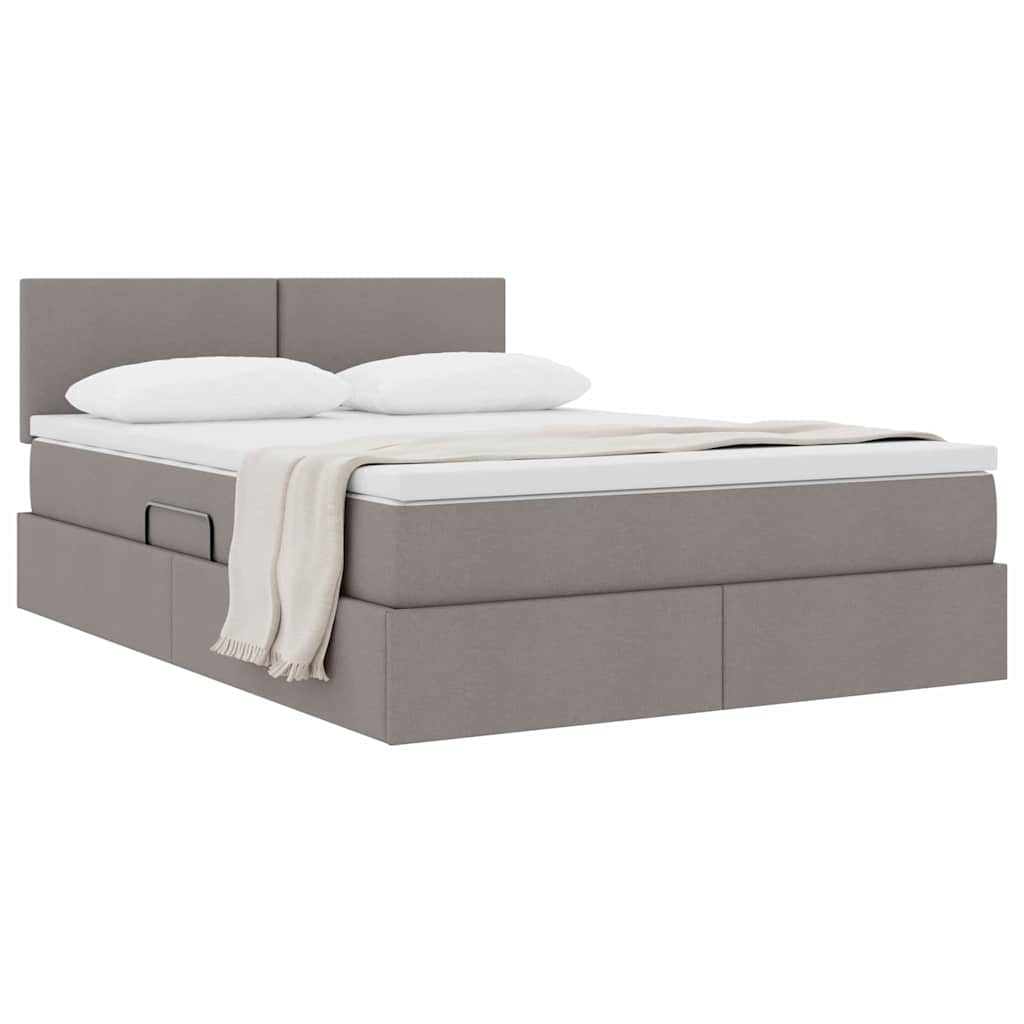 Lit avec rangement et matelas taupe 140 x 200 cm velours - 3