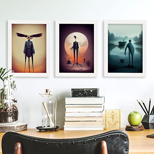 Nacnic Set De 3 Posters Viajes Al Estilo De T Burton Ilustraciones De Profesiones Y Oficios Inspiradas En Arte Gótico Diseño Y A4 Marco Negro - 5