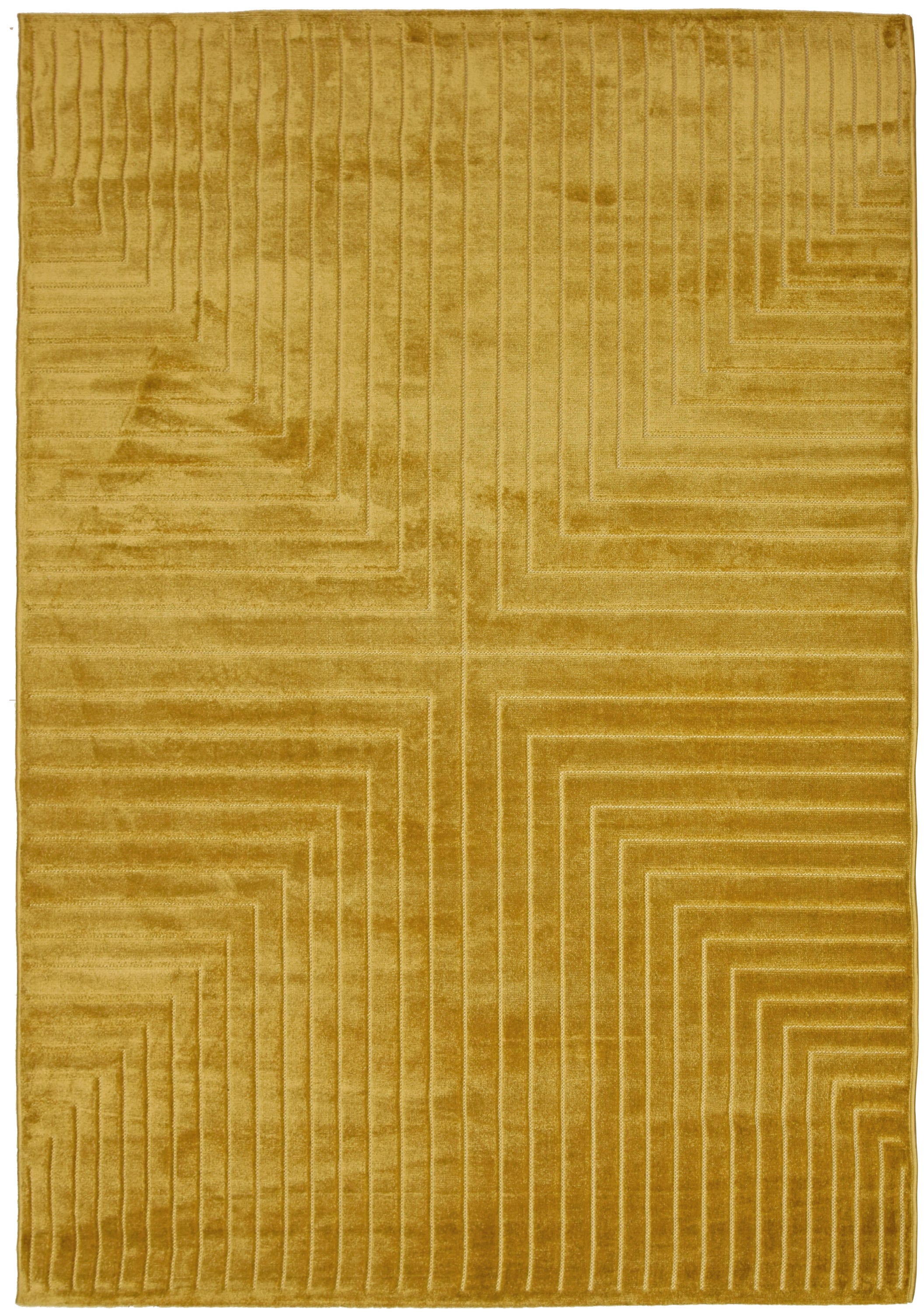 Dywanik przyłóżkowy poliestrowy o średnim włosiu Zen 752/009 gładki musztardowy 80x150cm