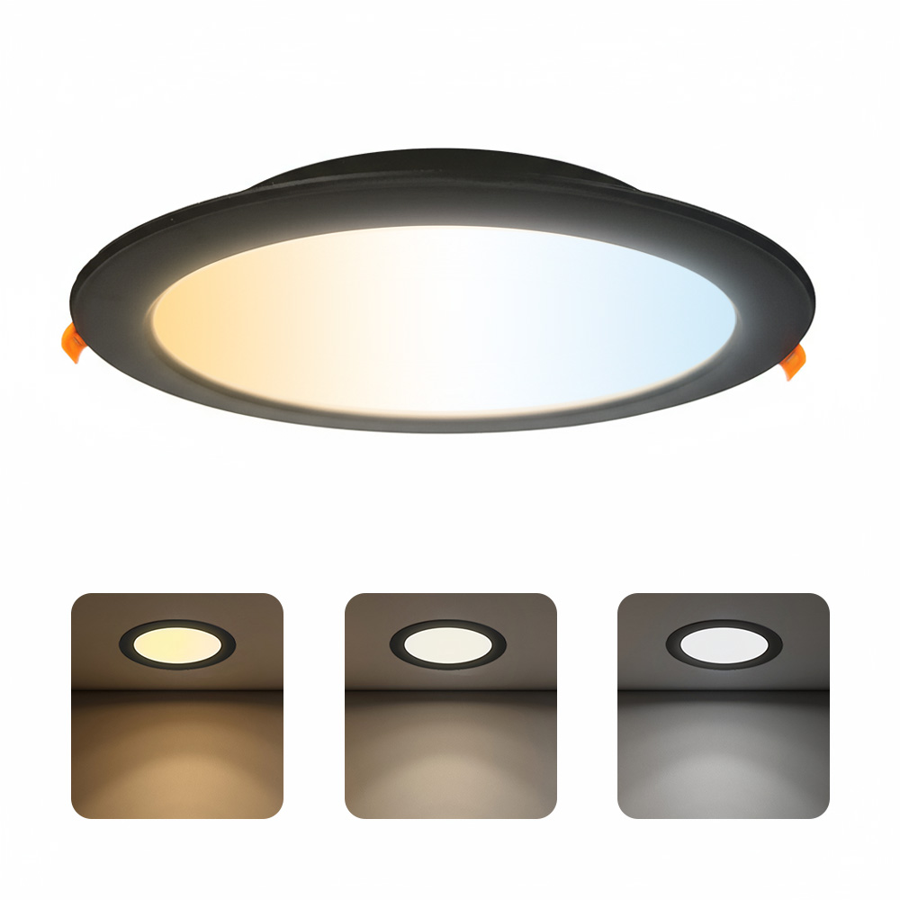 Oprawa stropowa podtynkowa downlight LED, 24W, 2270lm, IP20, CCT, okrągła, czarna, ALEXIS HOROZ