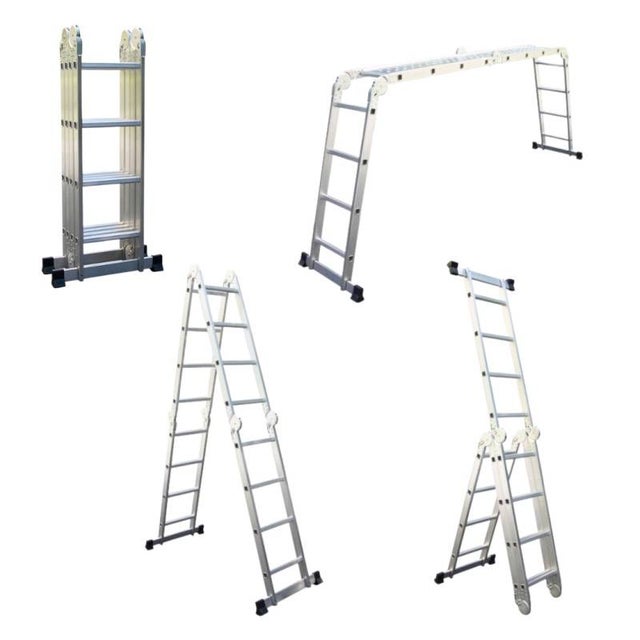 Échelle Multifonction Pliable 4x4 marches 6 en 1 - 4.6m - 100% aluminium - Avec plateforme échafaudage - SECURY-T