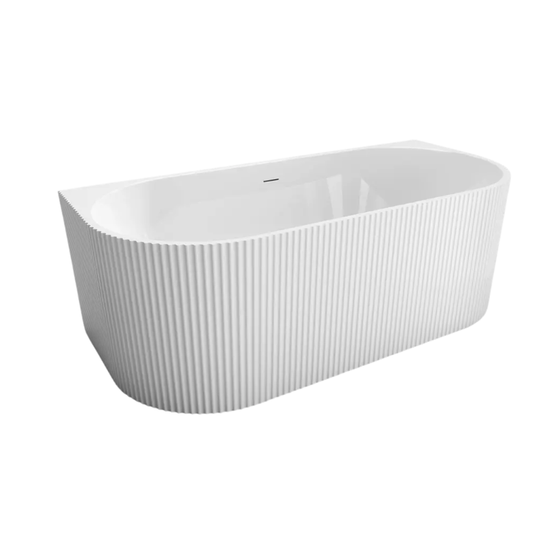 Baignoire îlot avec vidage – 160 x 75 cm – Blanc brillant rainuré – BELLA - 3