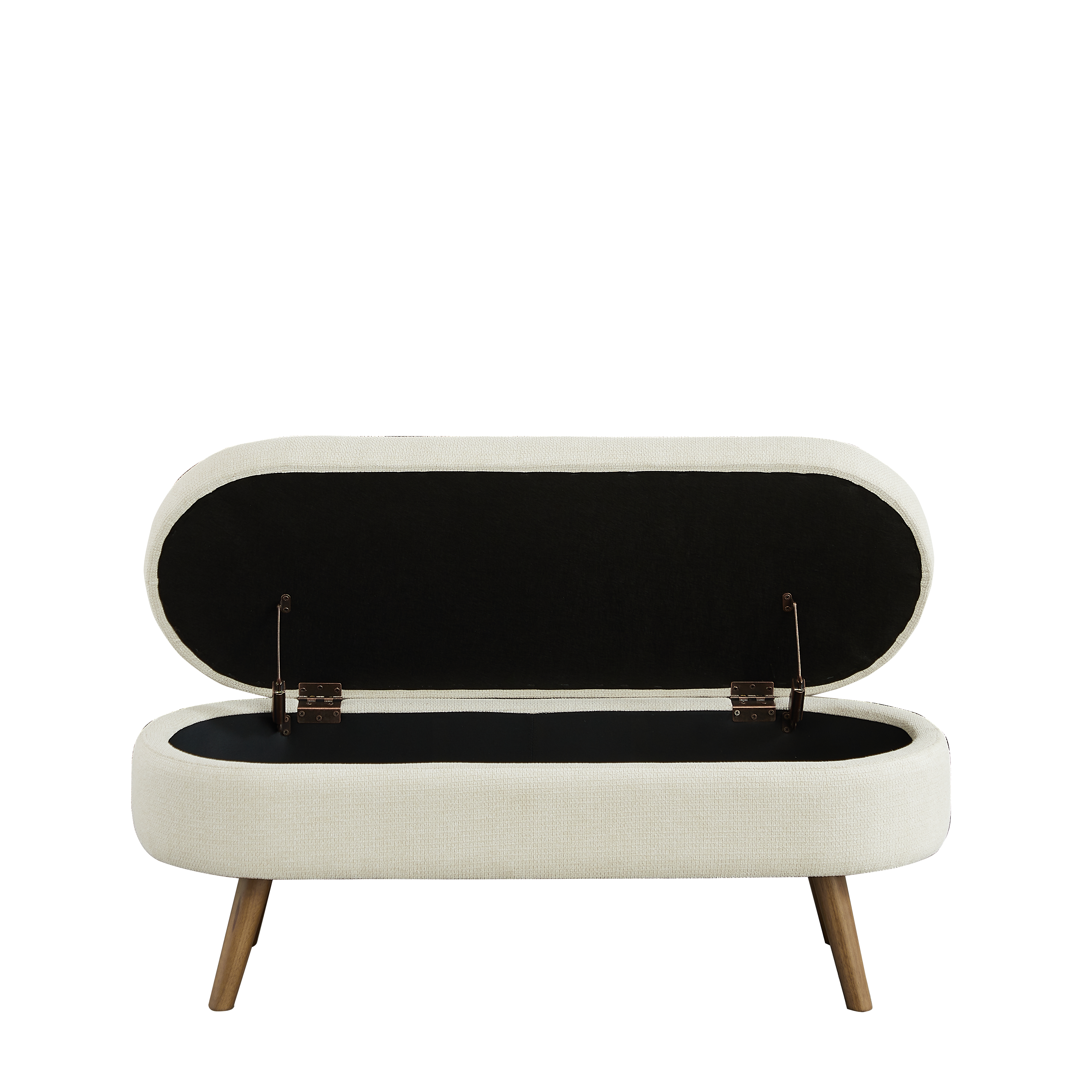 Banc coffre 110 cm, aération intégrée, forme ovale, chenille beige - 5