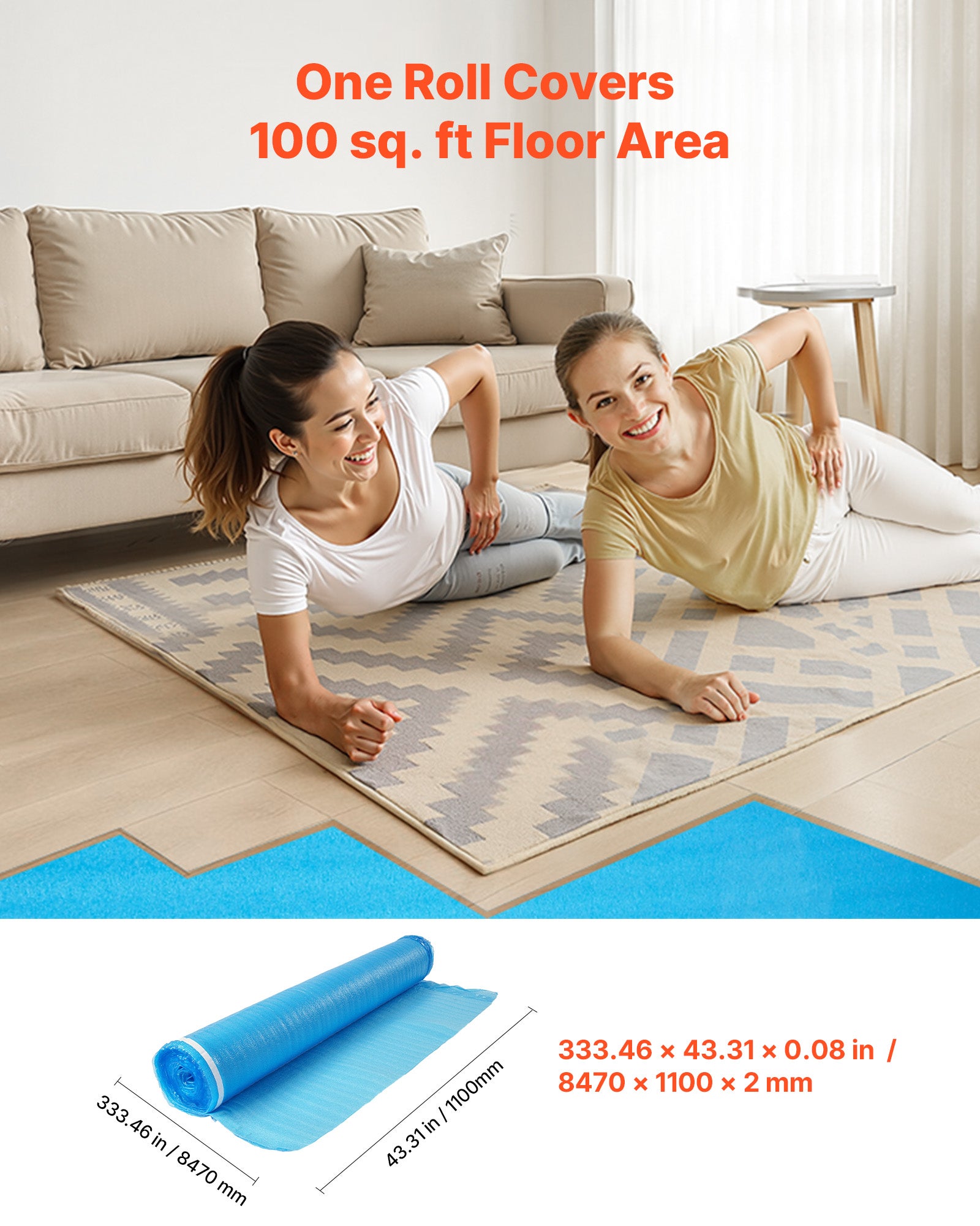 Sous Couche Parquet VEVOR 27,9 m²,2 mm Mousse EPE,Insonorisante et Imperméable,3x9,3 m²,pour Sol Stratifié,Flottant ou en Bois - 2