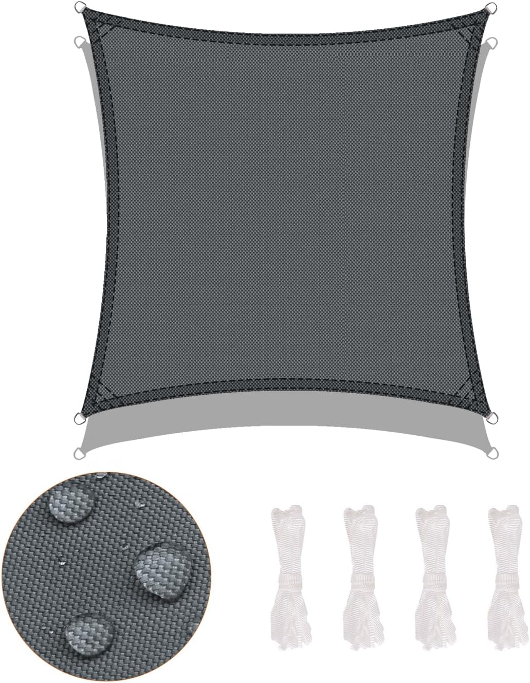 Voile d'ombrage 2x2m Rectangulaire Imperméable à l'eau PES Toile d'ombrage Anthracite avec 95% de Protection UV pour Patio Extérieur Jardin - 2
