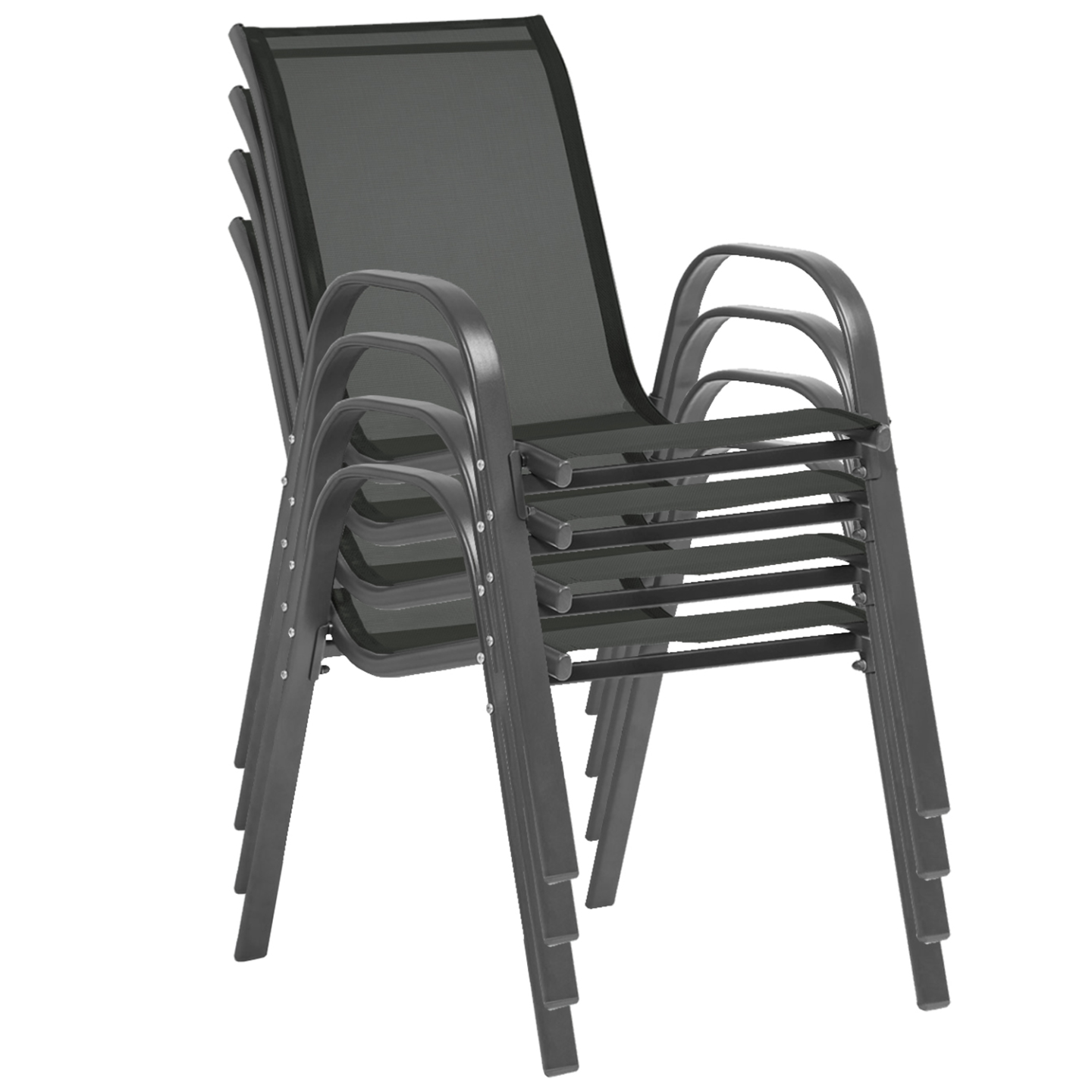 Salon de jardin POLY table extensible 90-180 CM et 8 chaises gris foncé - 5