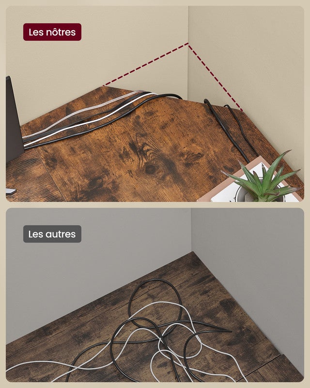 Bureau d'Ordinateur, Table, 160 x 60 x 76 cm, pour Bureau, Chambre, Salon, Cadre en Métal, Marron Rustique et Noir d'encre - 7