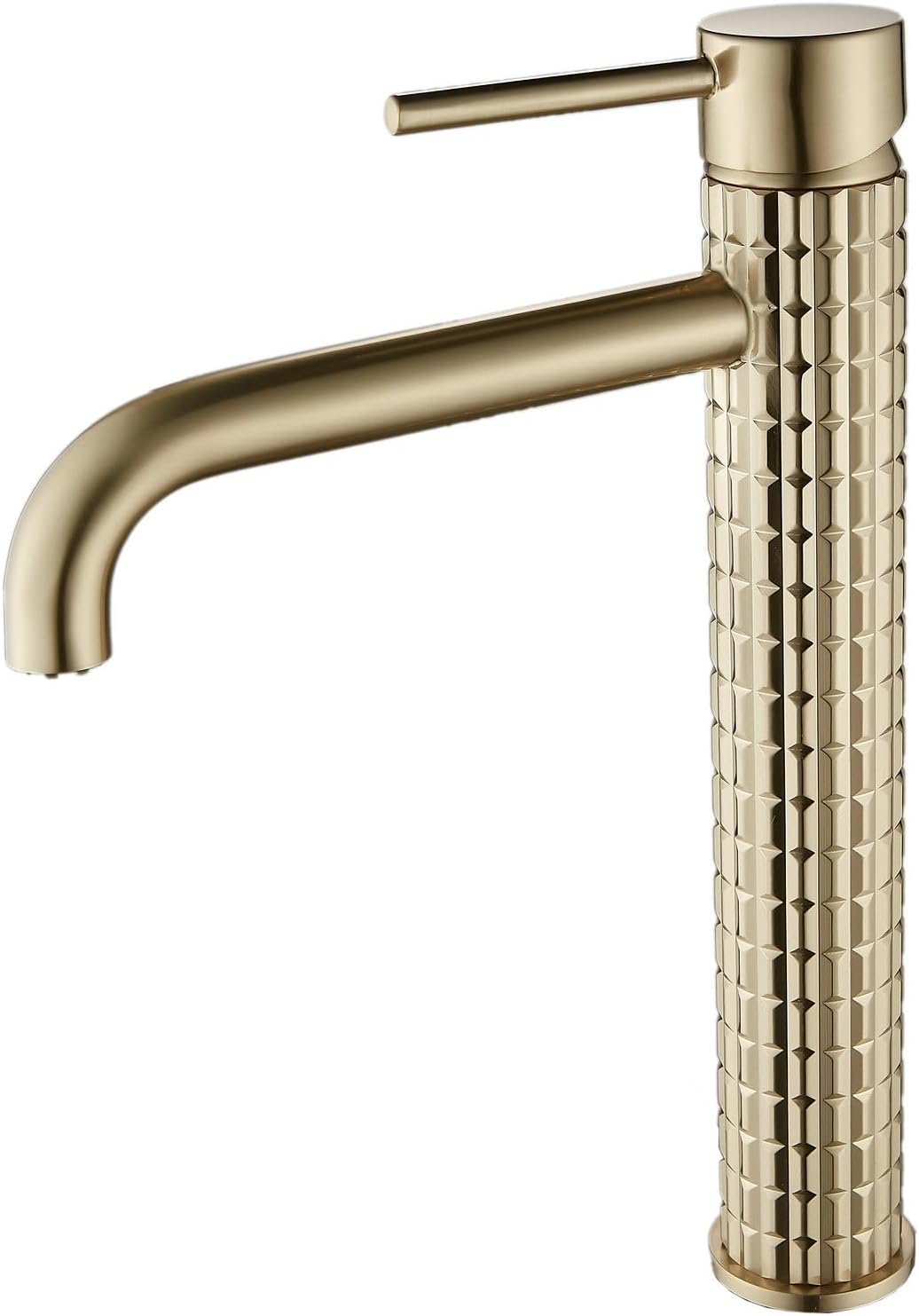 Bateria umywalkowa wysoka, szczotkowane złoto - Mosiężny kran blatowy - Styl retro