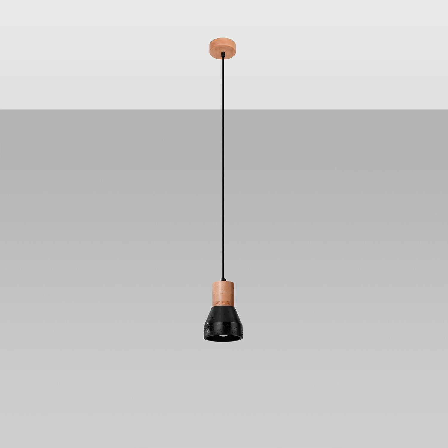 Lampa sufitowa wisząca Qubic jesne drewno-szara 1xE27x60W wym: 120 x 10 x 10 cm beton architektoniczny Sollux Lighting