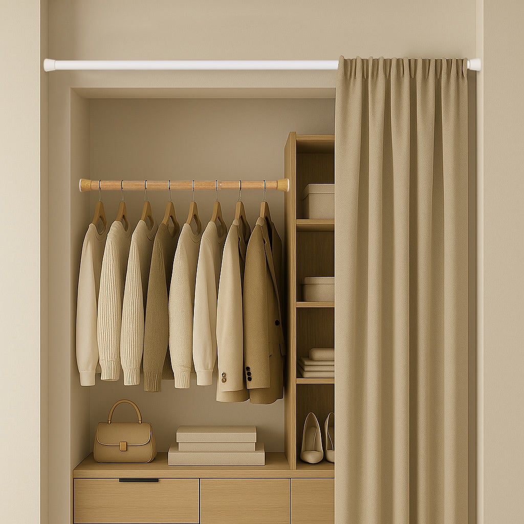 Barra de cortina extensível por pressão Ø28 mm – Branca (140-250 cm) - 2