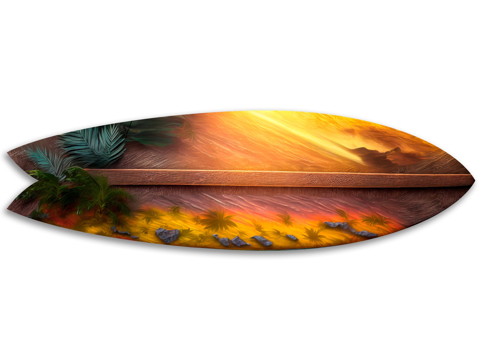 DECLINA, Planche de Surf Décorative, Décoration murale, impression sur aluminium, Planche surf déco Sunshine Beach, 100x30 cm