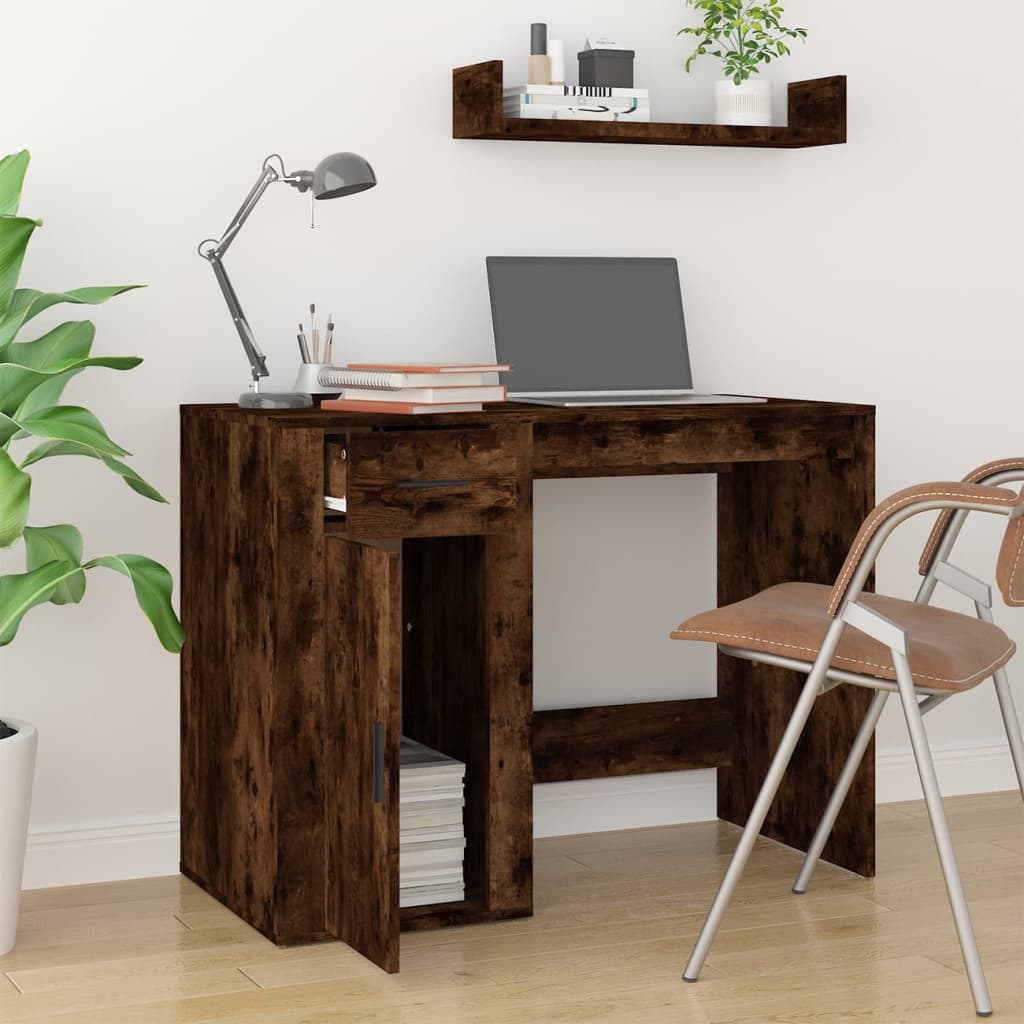 Bureau，Table de travail，Table d'étude Chêne fumé 100x49x75 cm Bois d'ingénierie CWV73186 - 3