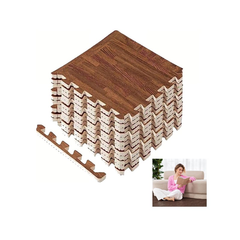 Zestaw 12 blokowanych podkładek z pianki EVA - antypoślizgowa ochrona podłogi - maty dla dzieci/domu/garażu - 11 ft²