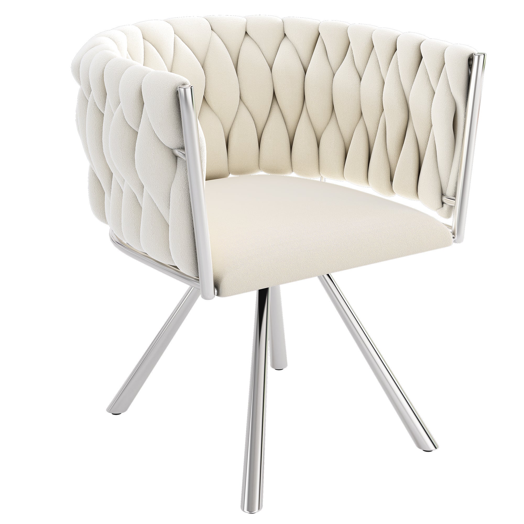 Lot de 2 chaises de salle à manger en velours avec quatre pieds en métal, 51 x 44 x 72 cm, beige et argent - 5