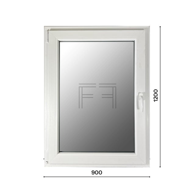 Fintex-finestra in PVC bianco singola anta 900x1200 apertura a destra, vetro stratificato 4mm, PROFILO A L