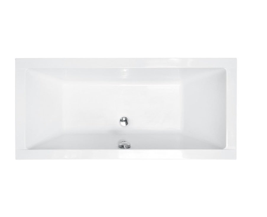 Baignoire rectangulaire blanc - avec Tablier noir mat - Repose Tête OFFERT - QUADRO - 175x80 - 2