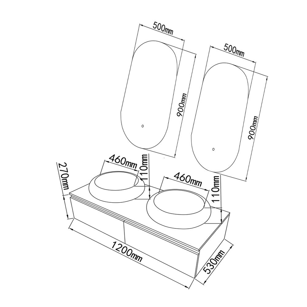 LuxuryBain - Meuble de salle de bain double vasque 120cm bois foncé avec miroir led - 5
