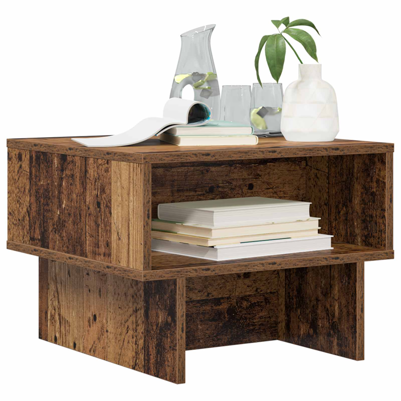 Table basse avec 2 étagères - Bois d'ingénierie - Bois ancien ...