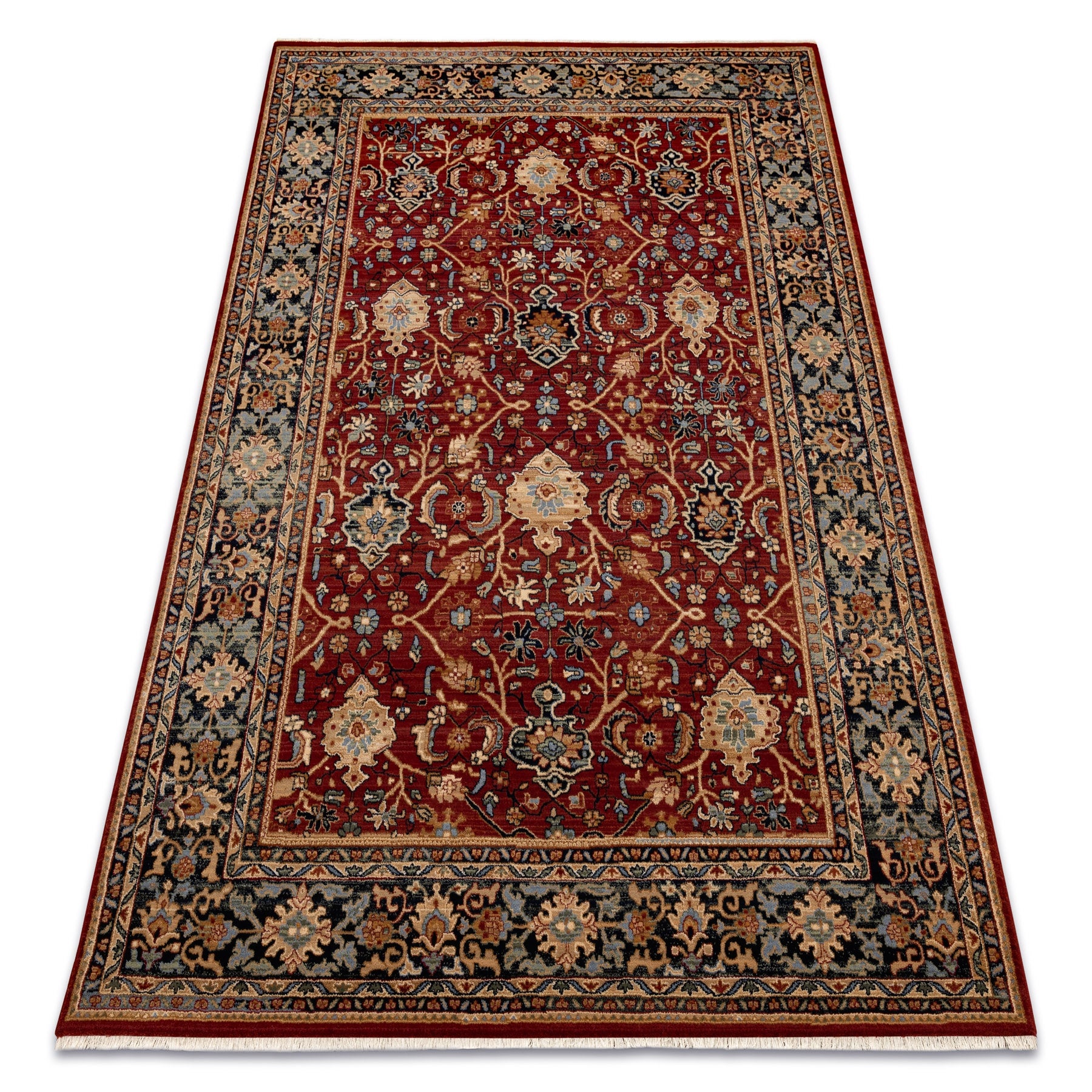 Dywan wełniany KESHAN Frędzle, orientalny klasyczny 7522/53588 beż / bordo / granat 250x340 cm