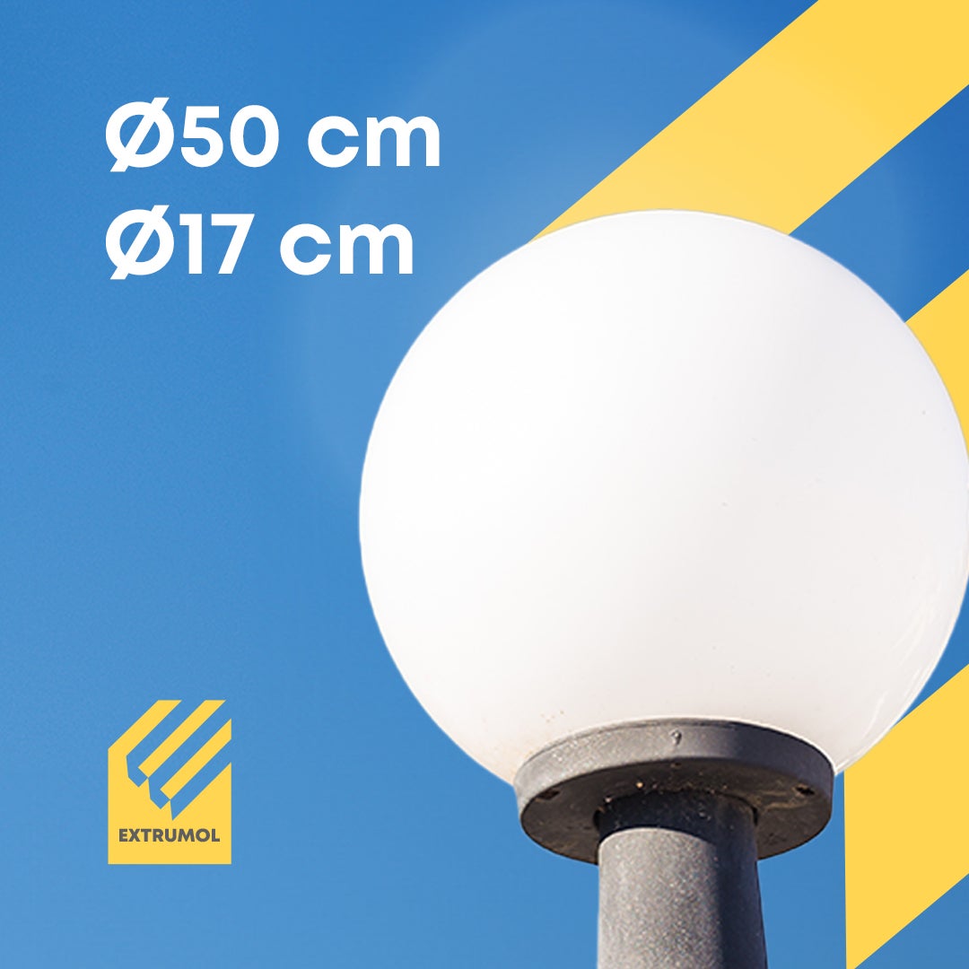 Extrumol - Globo di Illuminazione - Luci Esterne - Polietilene - Ricambio senza Filettatura - Bianco - Dimensioni: Ø 50 cm - Bocca: 17 cm - 4