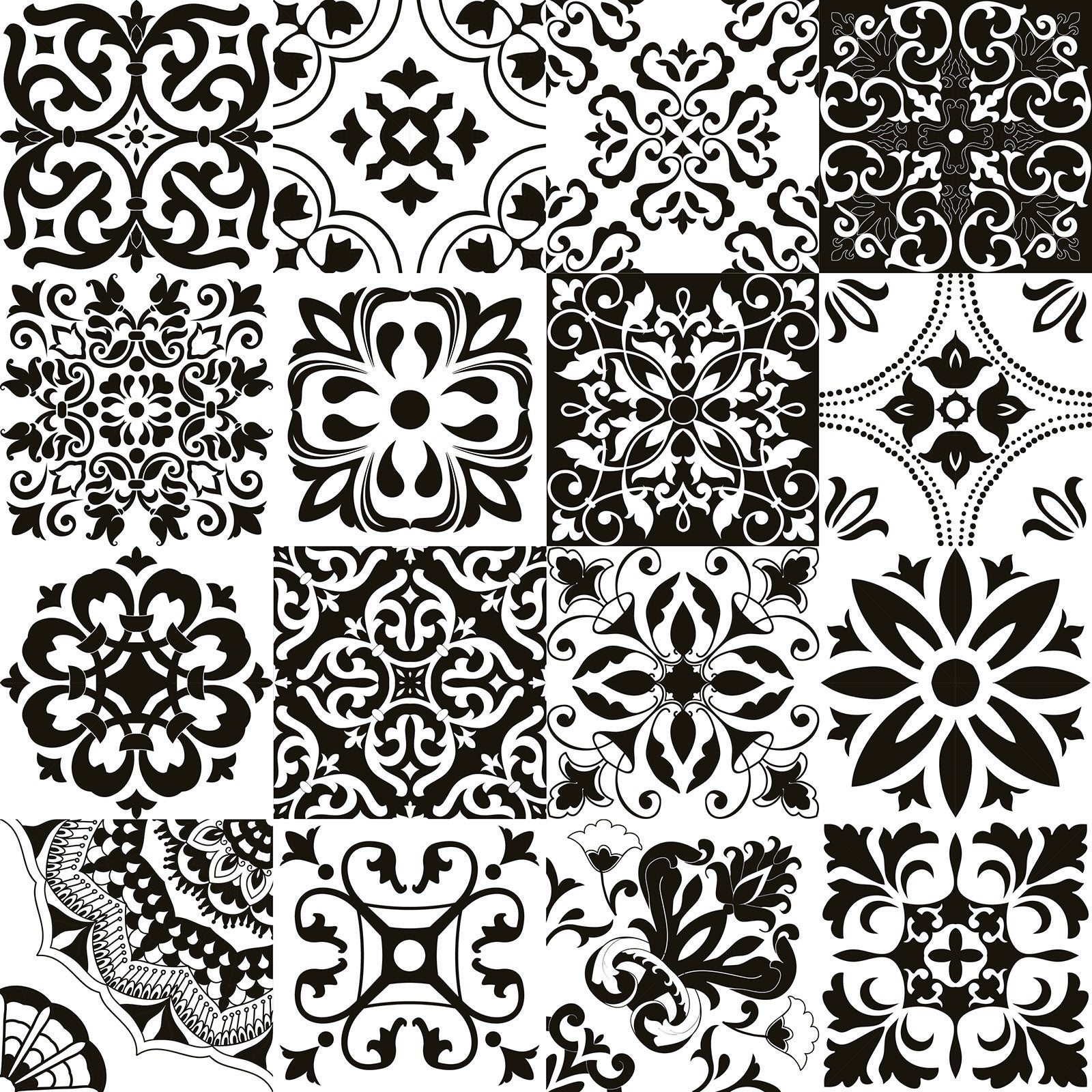 Crédence adhésive sticker décoratif pour cuisine - Effet carreaux de ciment - Adhésif + Protection MATE - 50x50 cm - 2