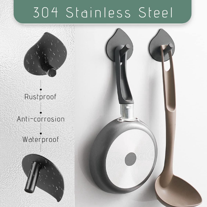 Ganci Autoadesivi Veriya - 4 Pezzi In Acciaio Inox Nero - Resistenti, Portata 8 Kg, Per Bagno E Cucina - copertina