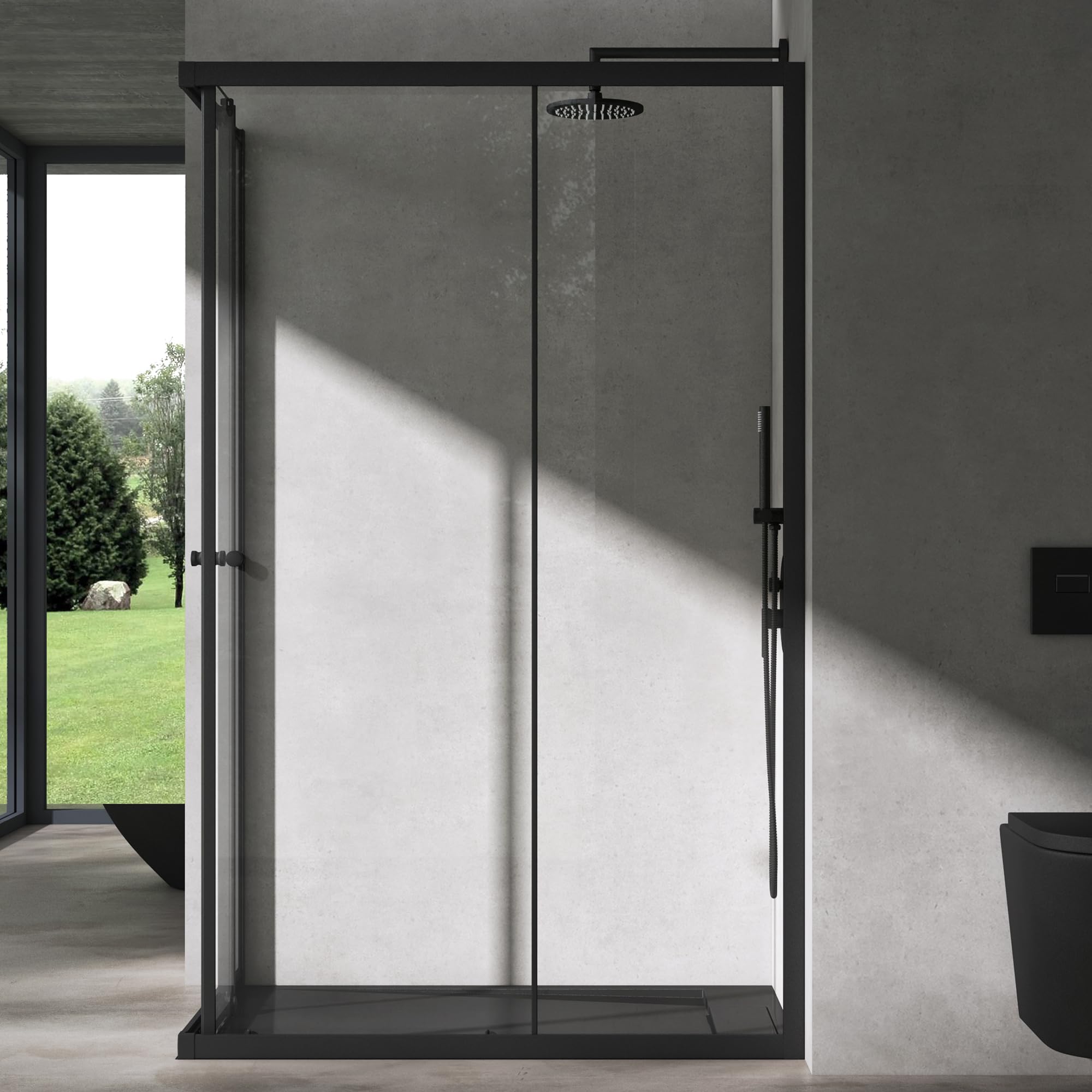 doporro Cabine de Douche Noir en Angle Transparent 80x120cm Paroi de Douche Portes Coulissantes avec Amortisseur Montage Réversible Ravenna16K-Plus - 2