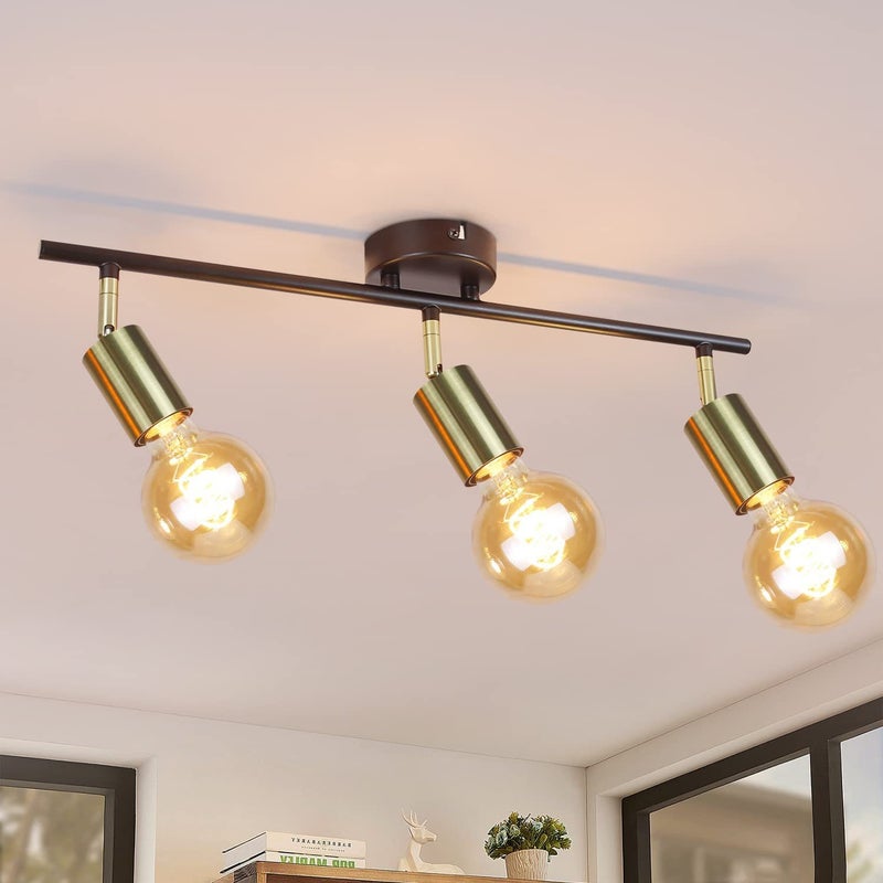 ZMH 3 Retro E27 Industrial Style Czarno-złote obrotowe nowoczesne reflektory sufitowe odpowiednie do kuchni, korytarzy i jadalni