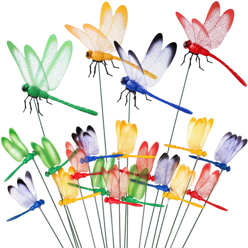 Pietra Decorativa Per Giardino Con Libellula - Resina, 24cm, Dipinta A Mano