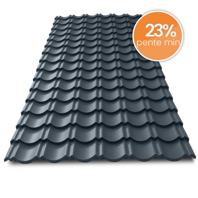 Tôle imitation tuile emboîtable BACACIER Tuile R® Originale Anthracite mat 2070 x 934 mm 1.80 m²