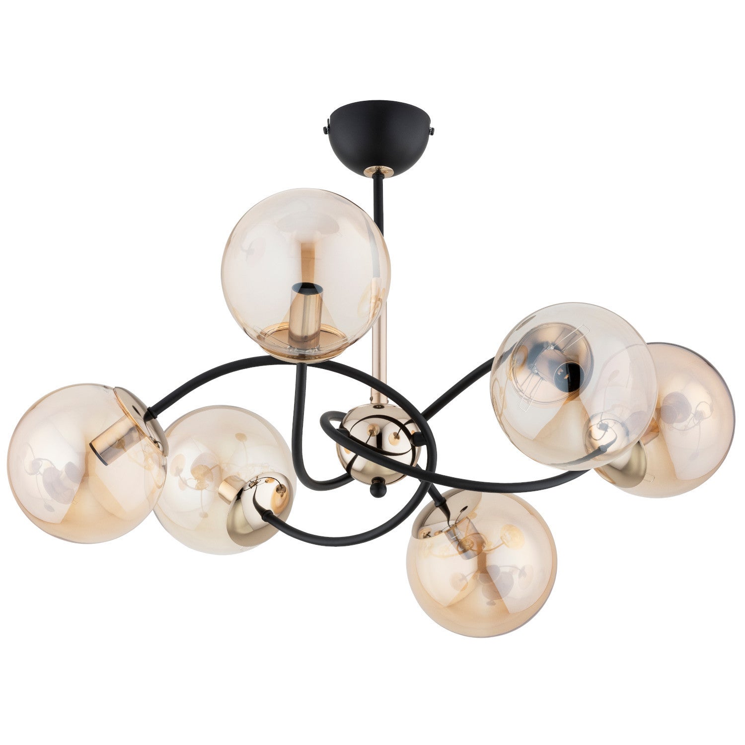 Lampa wisząca AURORA złoto-czarna 6 x E14 x 10W wym: 40 x 66 x 66 cm Alfa