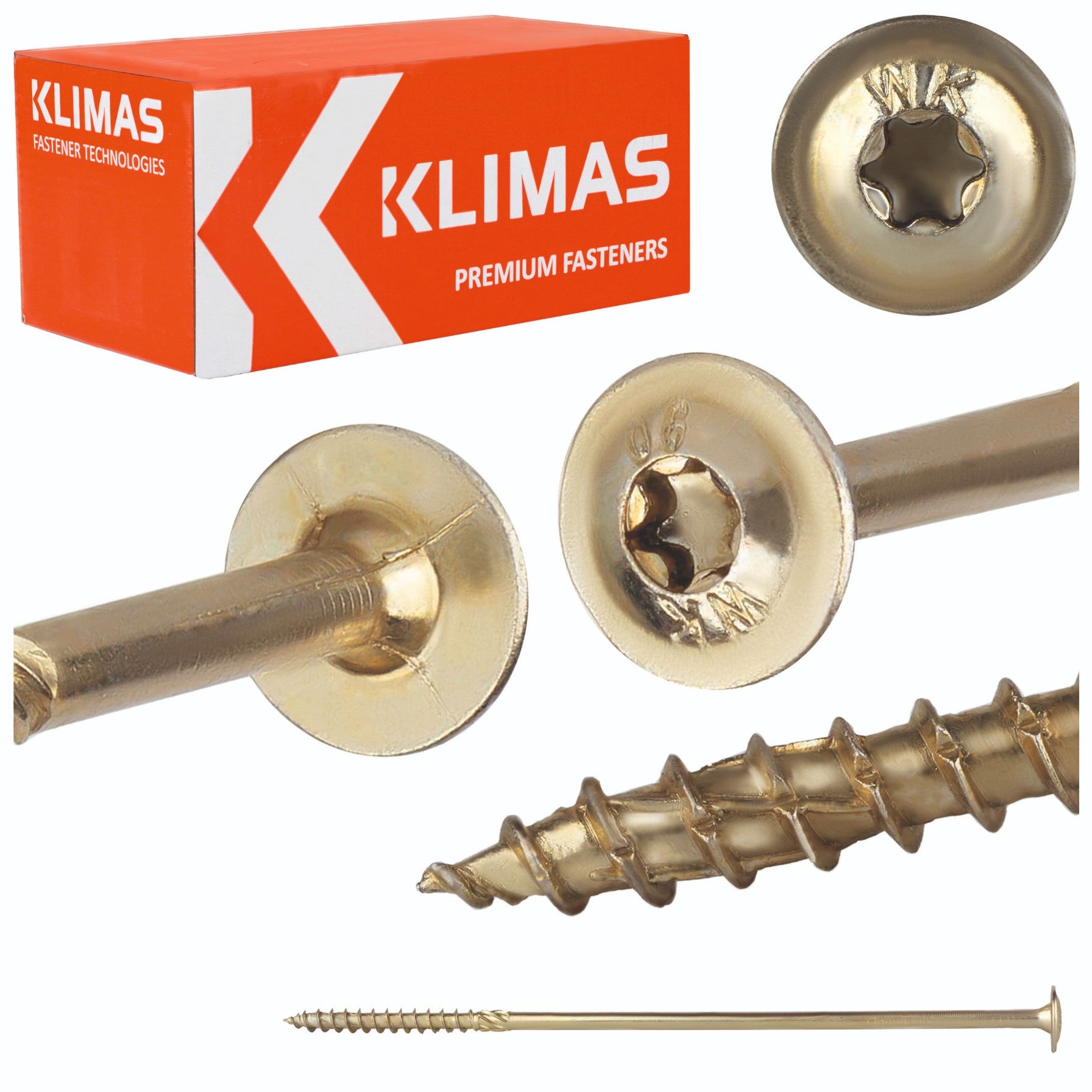 Wkręty ciesielskie Klimas WKCP 10x300 mm do drewna z łbem talerzowym 25szt