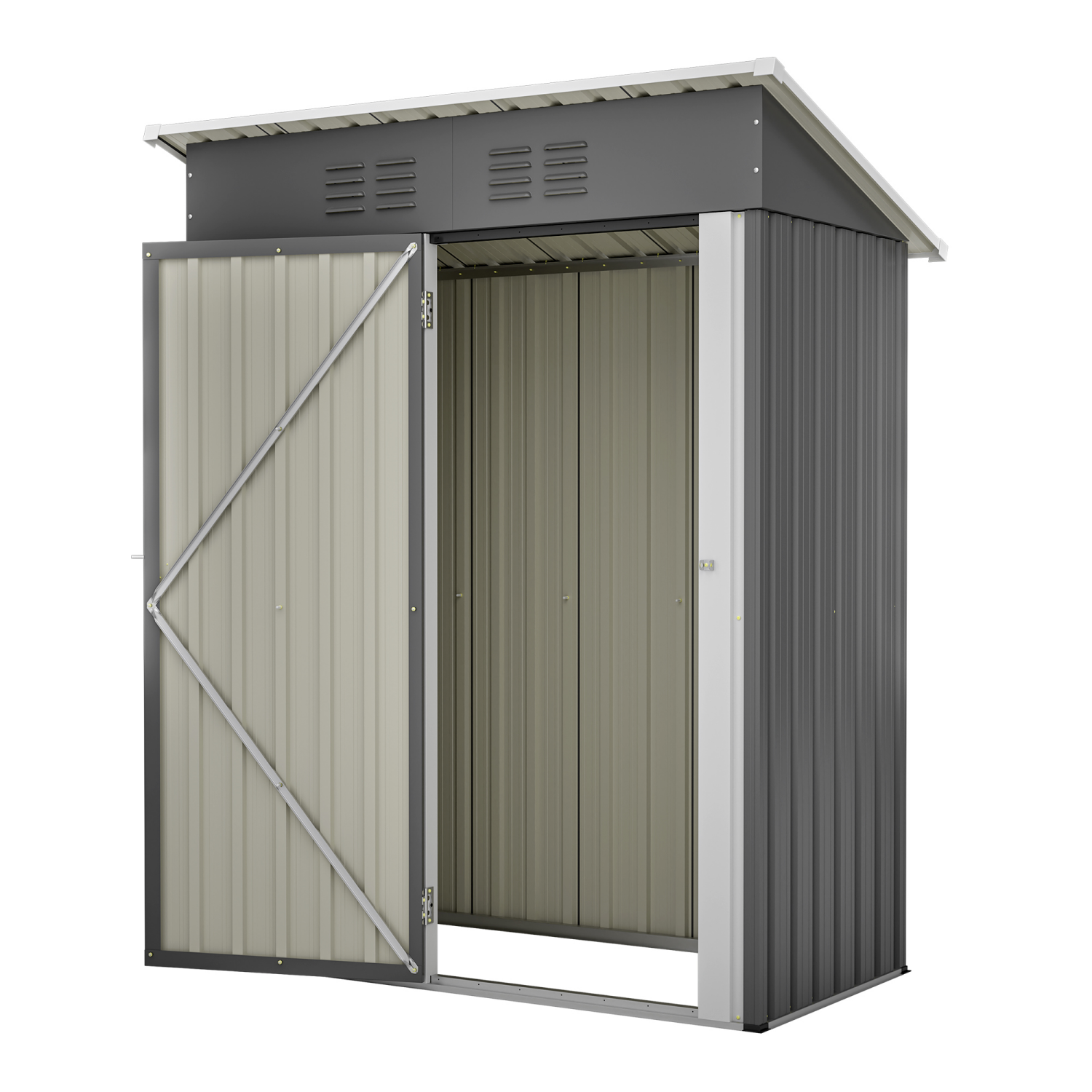 Cabane de jardin, remise à outils à une porte verrouillable, sans fenêtre, espace de stockage 1,27 m², 152×84×182 cm, gris foncé - 8