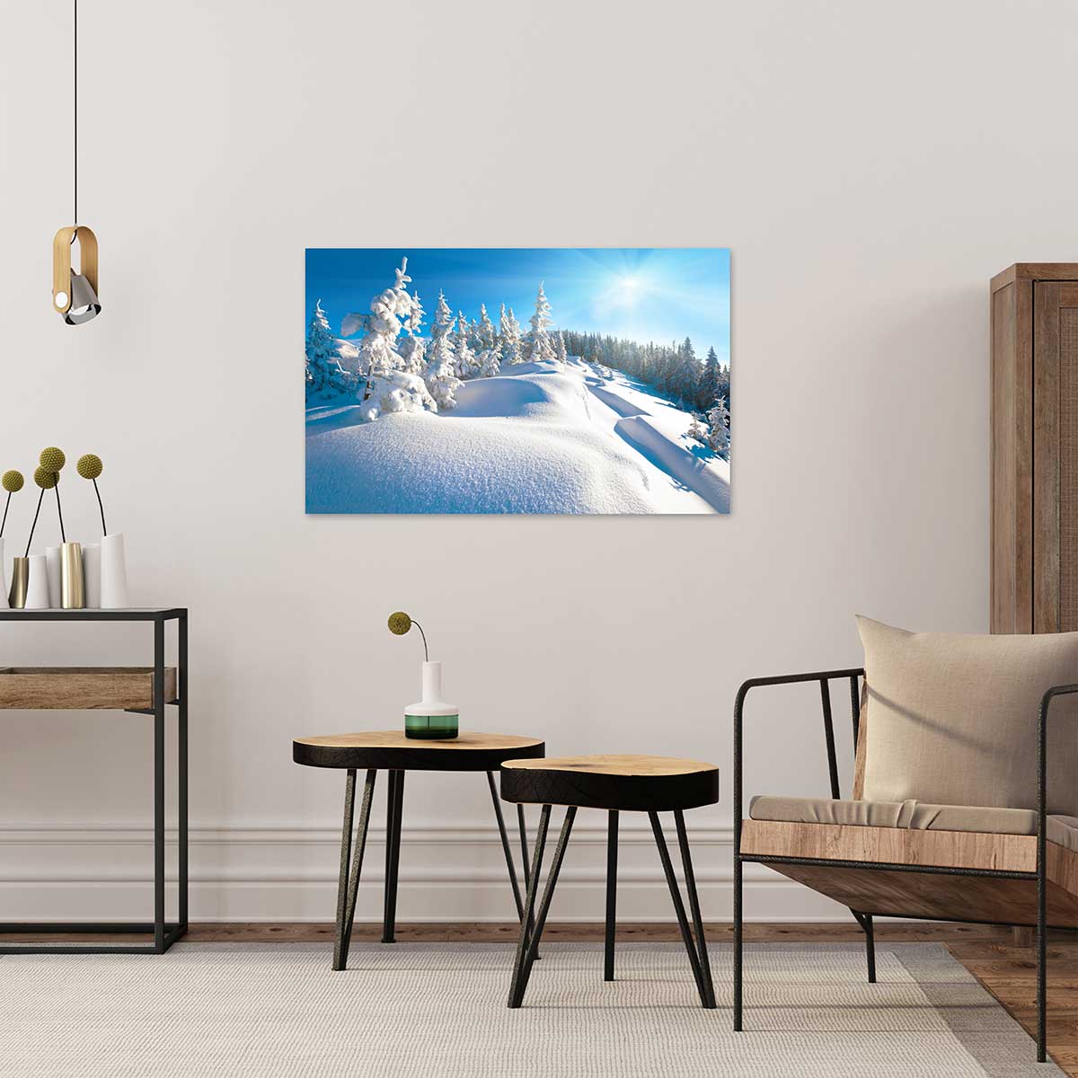 Tableau montagne trace dans la neige fraiche , 80x50cm - 2