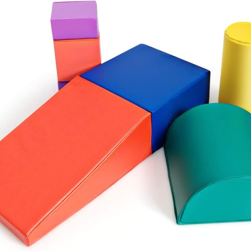 6 Szt. Tor Przeszkód dla Niemowląt, Moduł Motoryczny z Pianki, Zabawki Edukacyjne z Pokrowcem z PU i Wypełnieniem z EPE, Dzieci w Wieku Przedszkolnym