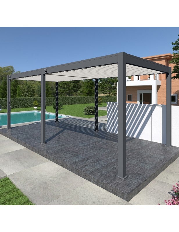 Pérgola bioclimática autoportante Ombrea VS 3x6M - Antracita/Blanco