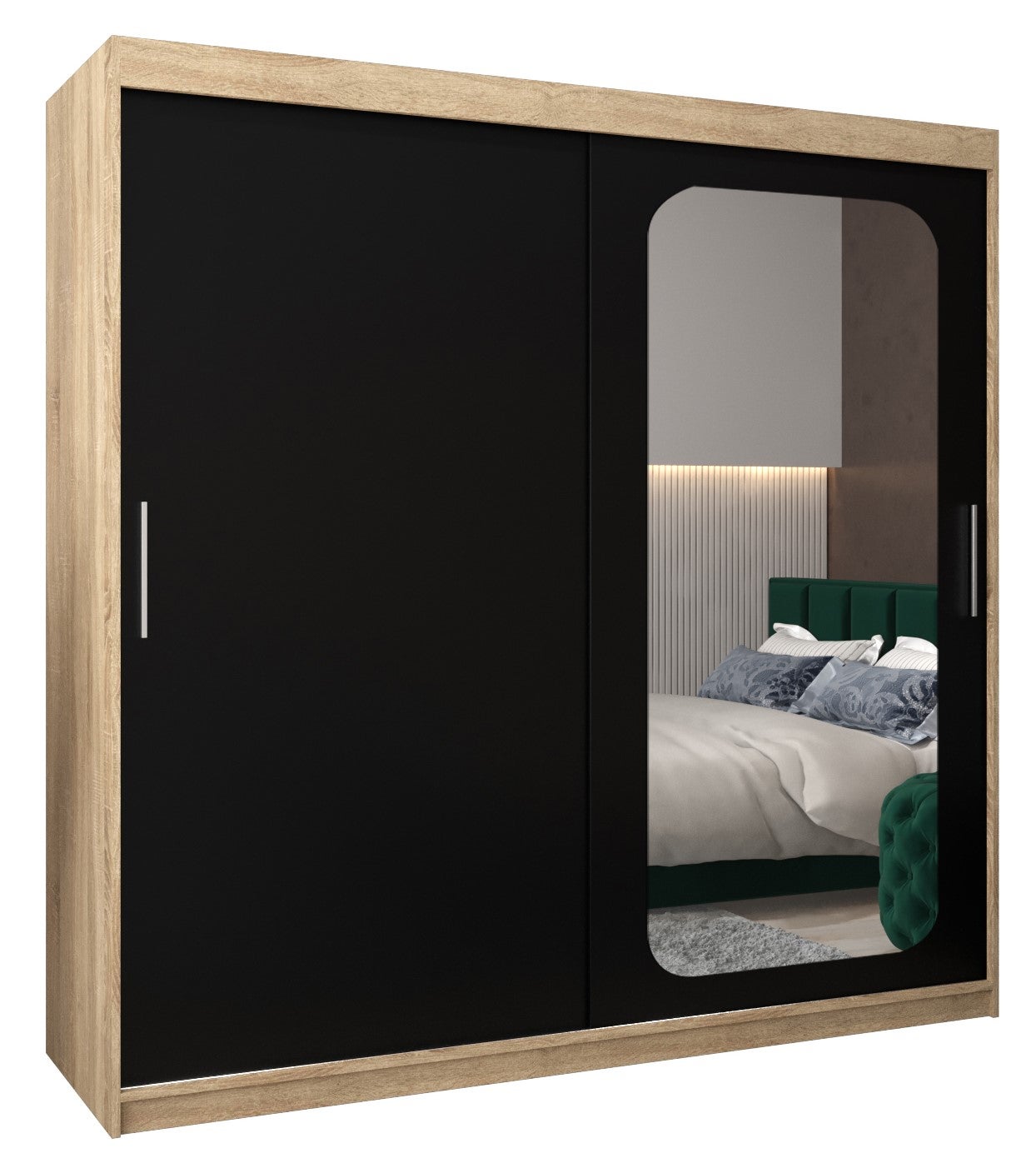 Szafa przesuwna garderoba PROMO T2 200 x 62 x 200 cm Sonoma + Czarny - Abiks Meble