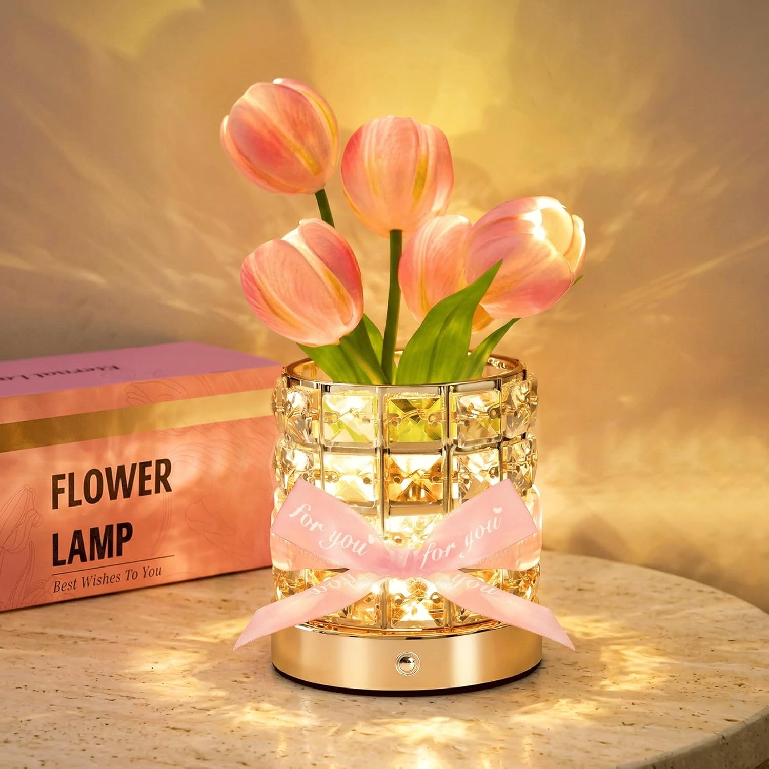 Lampa Tulip – prezent dla kobiet, bezprzewodowa, dotykowa lampka nocna z 3 trybami oświetlenia i płynną regulacją jasności; pomysł na prezent