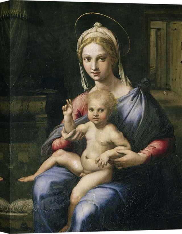 Impression sur toile - Giulio Romano, Vierge à l'enfant - 70x50 cm