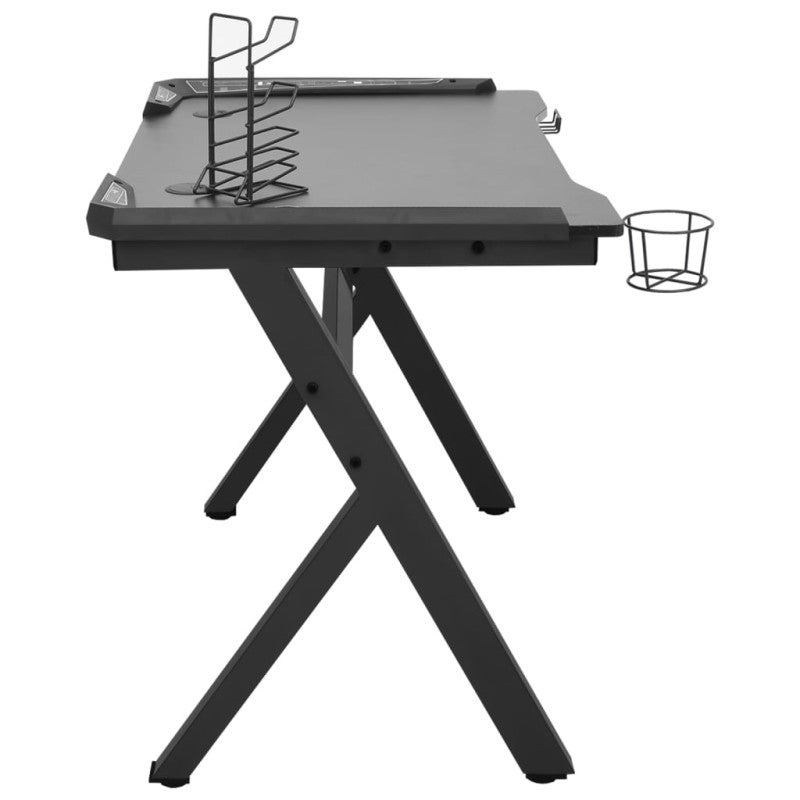 Bureau de jeu à LED en forme de Y noir 90x60x75 cm - 5