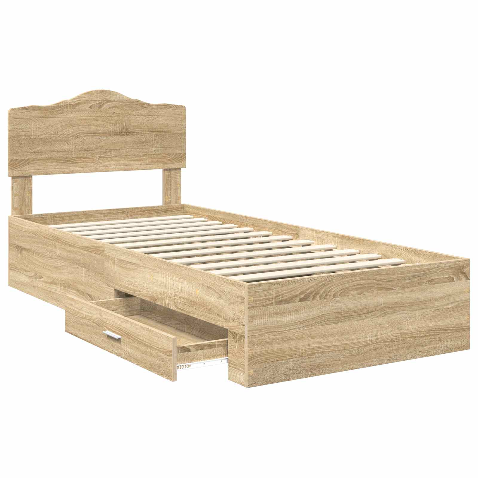 Cadre de lit chêne 70 x 190 cm panneau de bois - 5