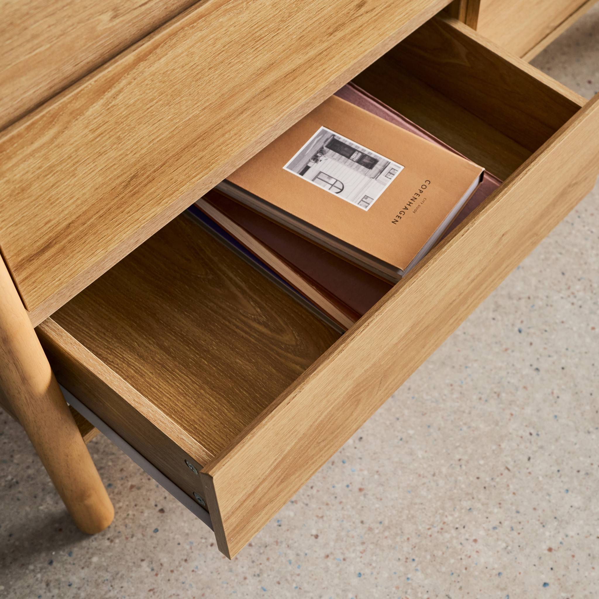 Commode décor bois 6 tiroirs 120cm naturel - 120 x 42 x 78.5 cm - Harmony - 6