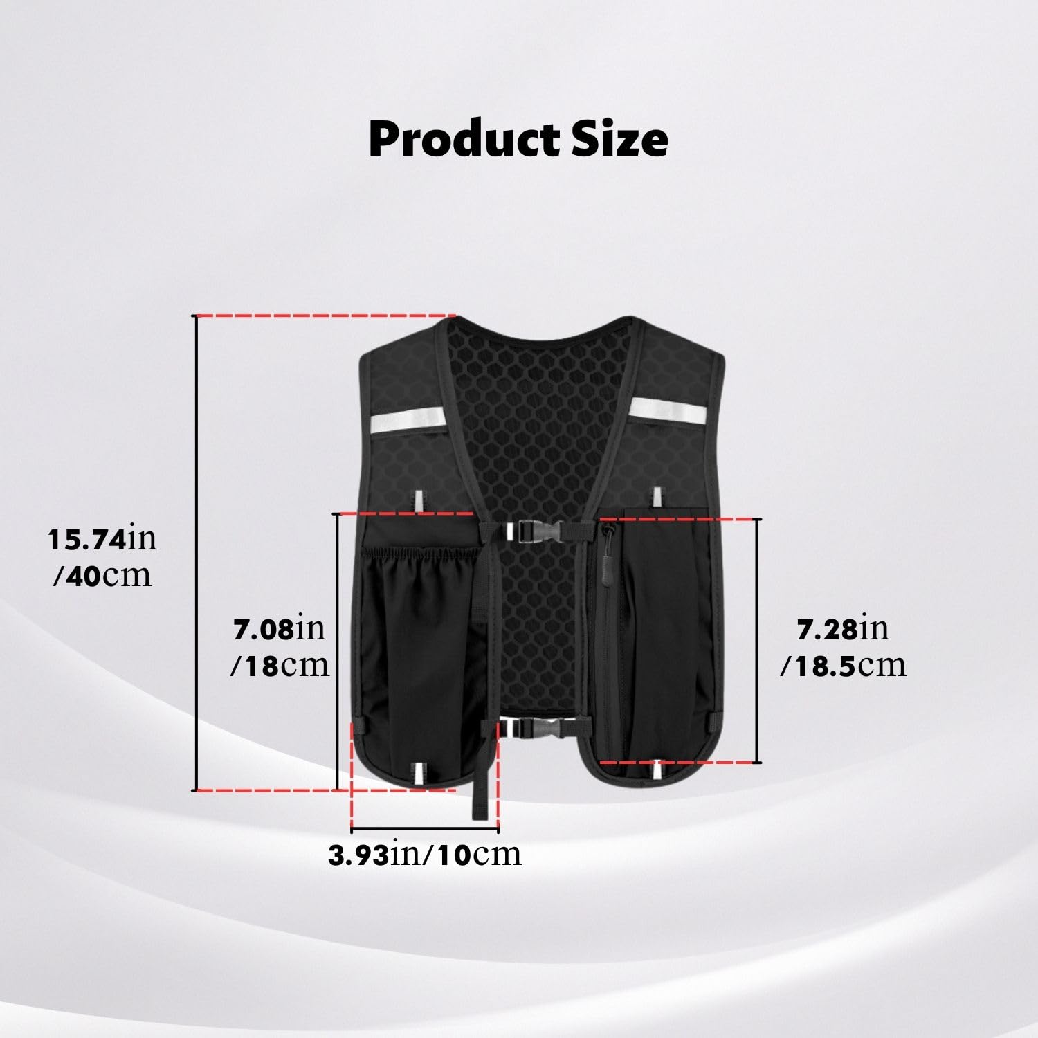 Gilet de course pour homme et femme - Gilet de course avec gourde- Avec support pour téléphone portable - Gilet d'hydratation pour la course à pied - 2