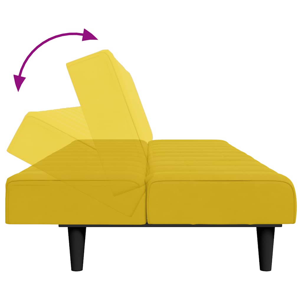 Divano Letto 2 Posti con Sgabello Giallo in Velluto vidaXL - 8