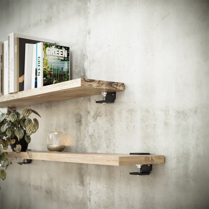 Lot de 2 supports muraux avec vis-étau DECO-GEM, acier finition époxy champagne. L.6 x H.7.5 x P.5.88 cm - 3