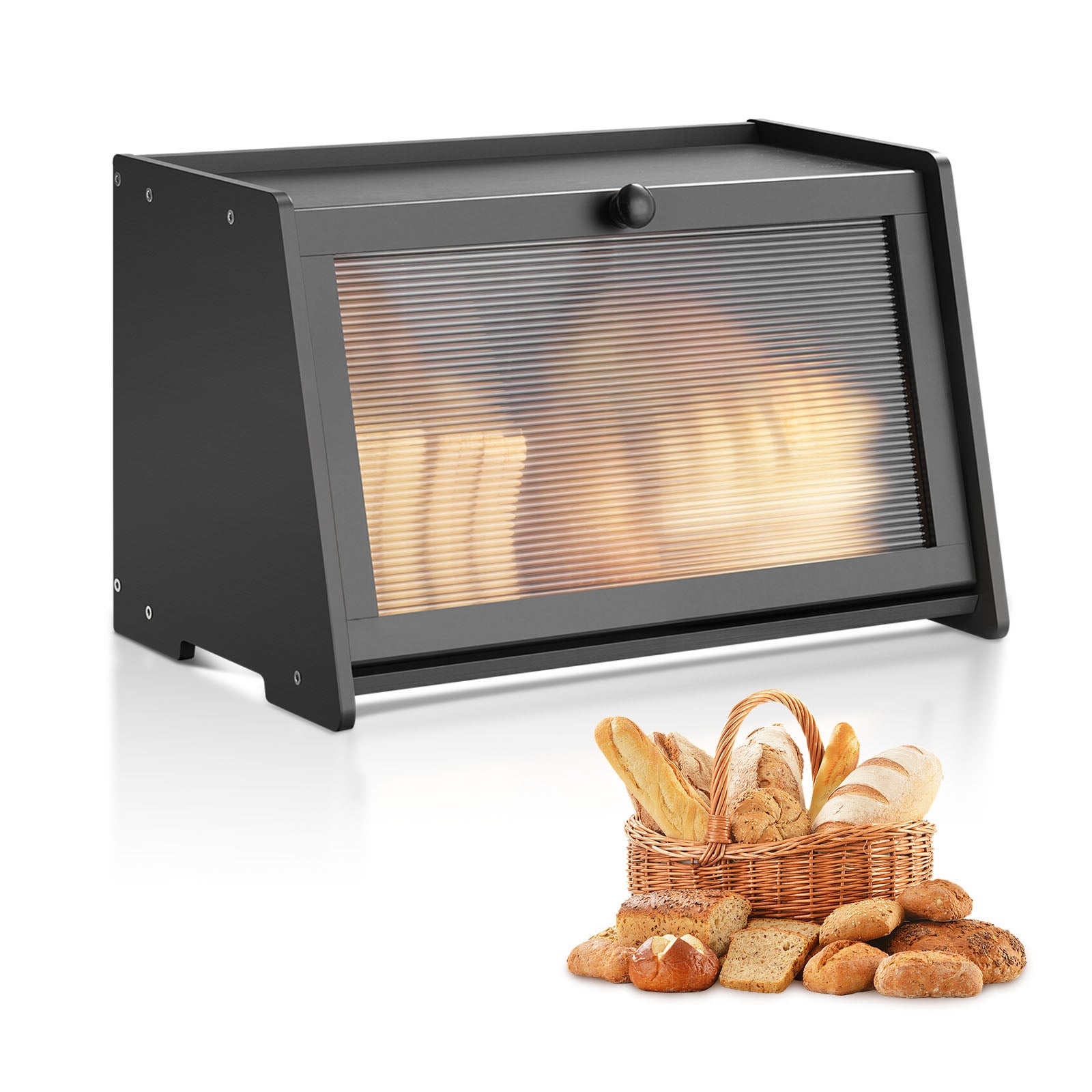 Chlebak Pojemnik na chleb Pojemnik na chleb Czarny Drewniany Organizer VEVOR